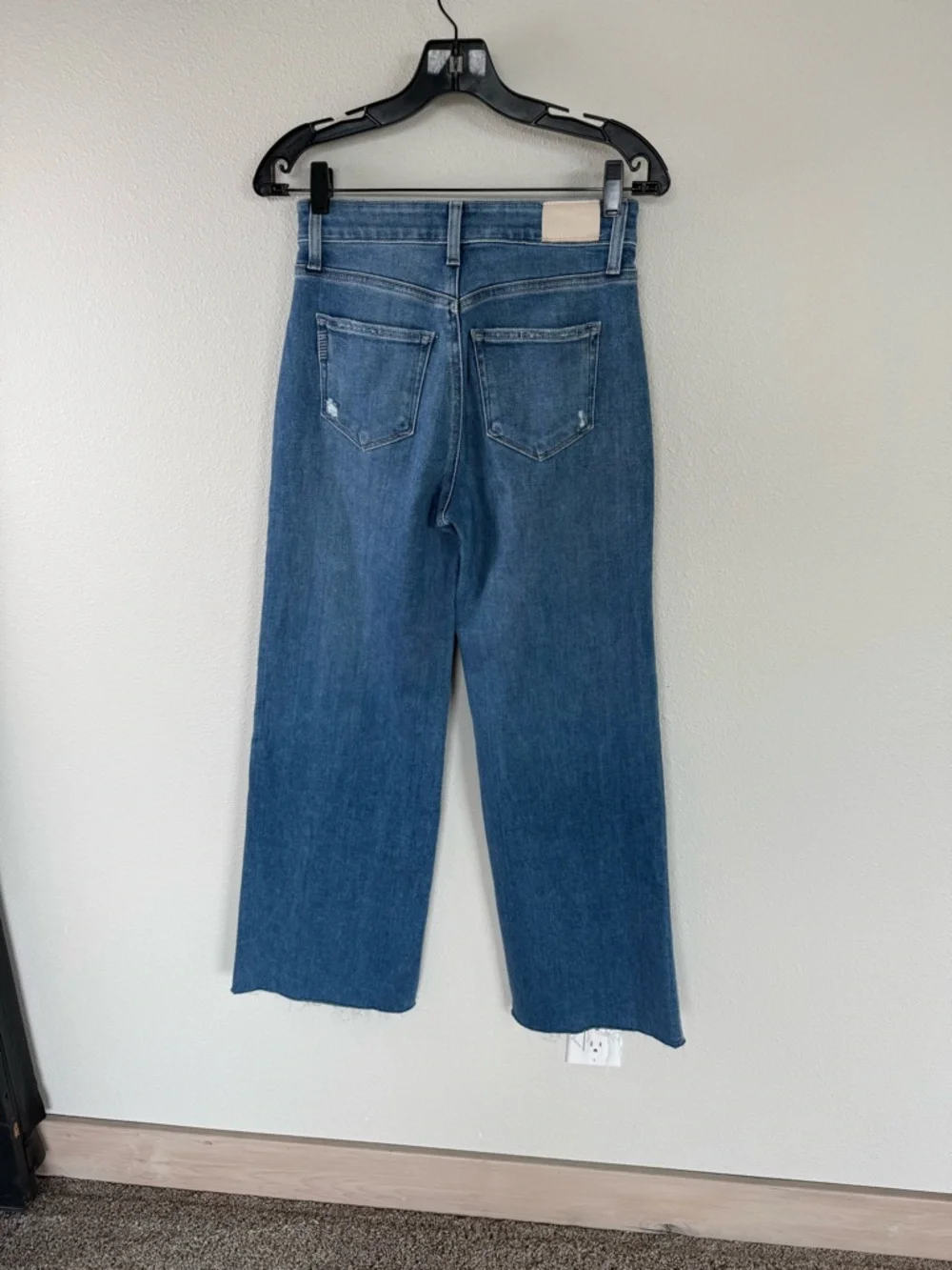 PAIGE Anessa High Rise Wide Leg Raw Hem Jeans Flamenco Distressed Denim 25 - Picture 8 of 13